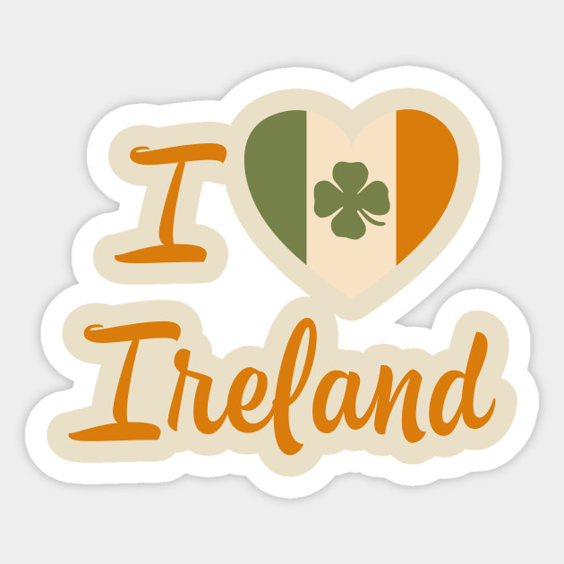 I Love Ireland Irish Sticker TeePublic